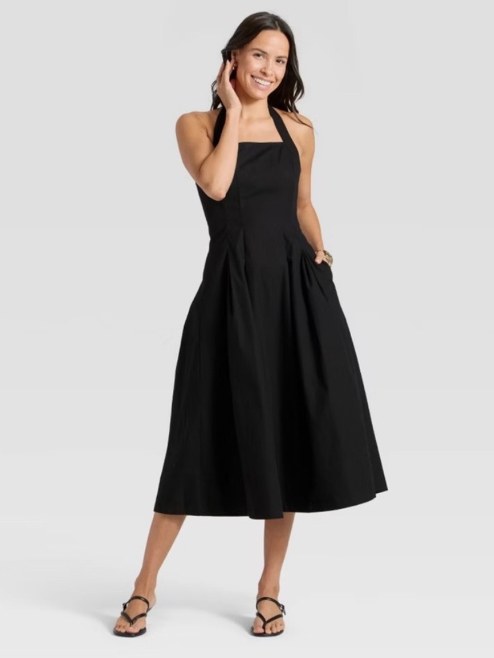 Black Halter Midi Dress